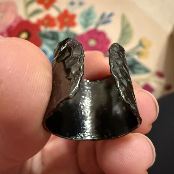 Black and Silver Ring with Pearl Accent - Picture 7 of 7